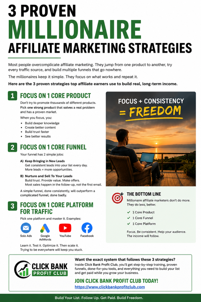 3 Proven Millionaire Affiliate Marketing Strategies….