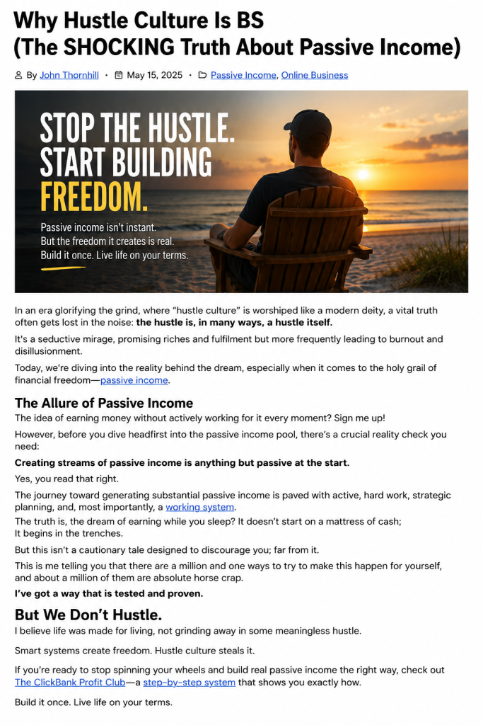 Why Hustle Culture is BS (The SHOCKING Truth About Passive Income)