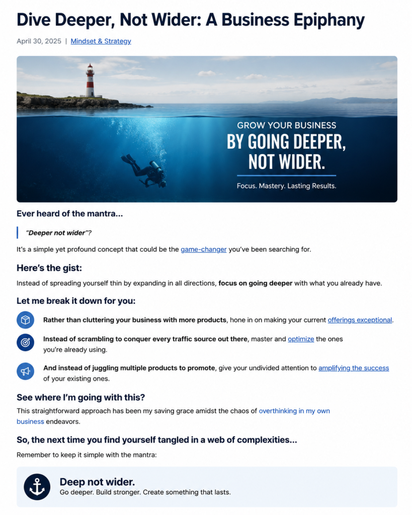 Dive Deeper, Not Wider