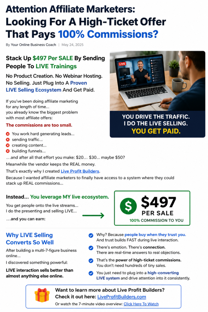 Looking for a High-Ticket Affiliate Offer? Here’s Why Live Selling Is Interesting