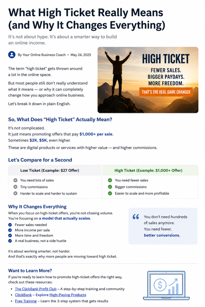 What high ticket really means (and why it changes everything