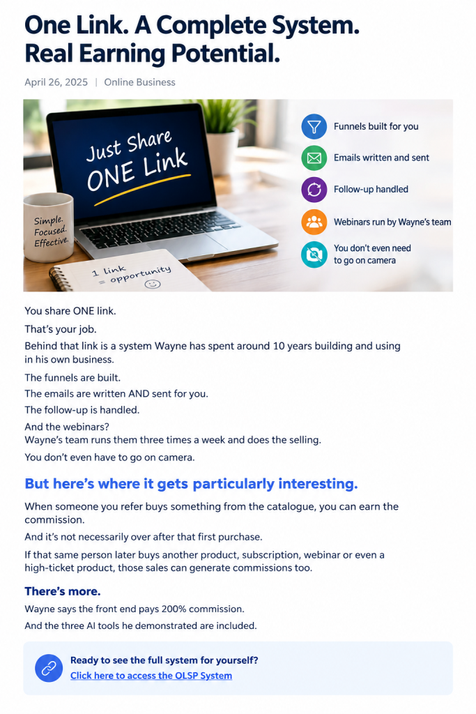 No Funnels. No Emails. No Webinars. Just Share ONE Link.