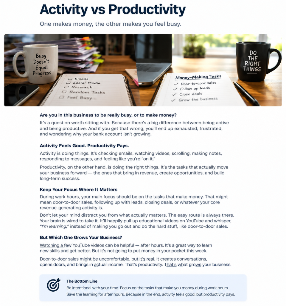 Activity vs Productivity
